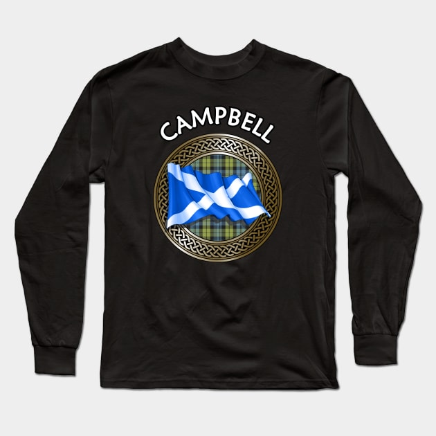 Clan Campbell Crest & Tartan Knot Long Sleeve T-Shirt by Taylor'd Designs